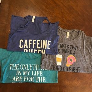 Bundle of 3 workout graphic Bella tanks. Size S Perfect for coffee lovers